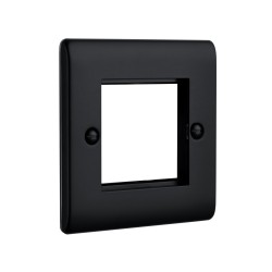 Saxby Raised Screwed 2 Gang Modular Faceplate (2 Modules) - Matt Black