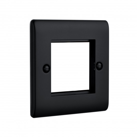 Saxby Raised Screwed 2 Gang Modular Faceplate (2 Modules) - Matt Black