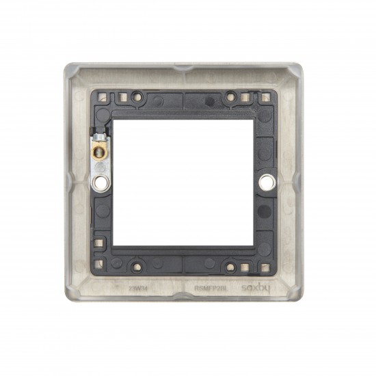 Saxby Raised Screwed 2 Gang Modular Faceplate (2 Modules) - Matt Black