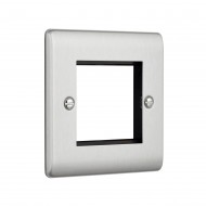 Saxby Raised Screwed 2 Gang Modular Faceplate (2 Modules) - Brushed Steel
