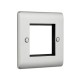 Saxby Raised Screwed 2 Gang Modular Faceplate (2 Modules) - Brushed Steel