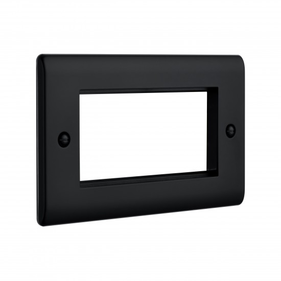 Saxby Raised Screwed 4 Gang Modular Faceplate (4 Modules) - Matt Black
