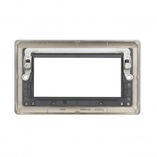 Saxby Raised Screwed 4 Gang Modular Faceplate (4 Modules) - Matt Black