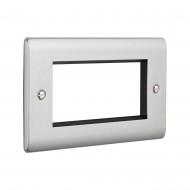 Saxby Raised Screwed 4 Gang Modular Faceplate (4 Modules) - Brushed Steel