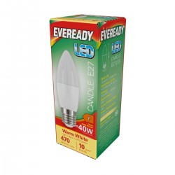 EVEREADY 4.9W LED CANDLE E27 WARM WHITE 2700K 470 LUMENS