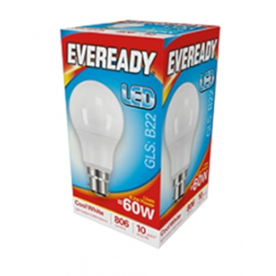 EVEREADY 8.8W LED GLS OPAL B22 COOL WHITE 4000K 806 LUMENS