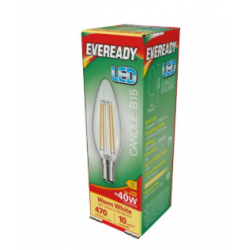 EVEREADY 4W LED FILAMENT CANDLE B15 WARM WHITE 2700K 470 LUMENS