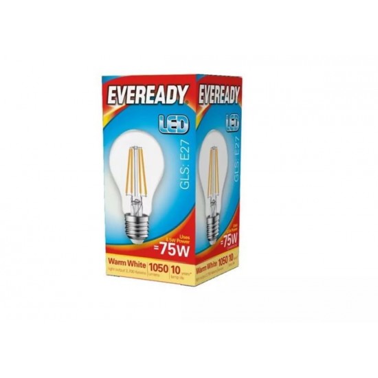 EVEREADY 8W LED FILAMENT GLS E27 WARM WHITE 2700K 1050 LUMENS