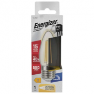 ENERGIZER DIMMABLE 4W FILAMENT LED CANDLE E27 WARM WHITE 2700K 470 LUMENS