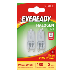 EVEREADY 2 PACK 25W G9 CLEAR HALOGEN (OVEN)