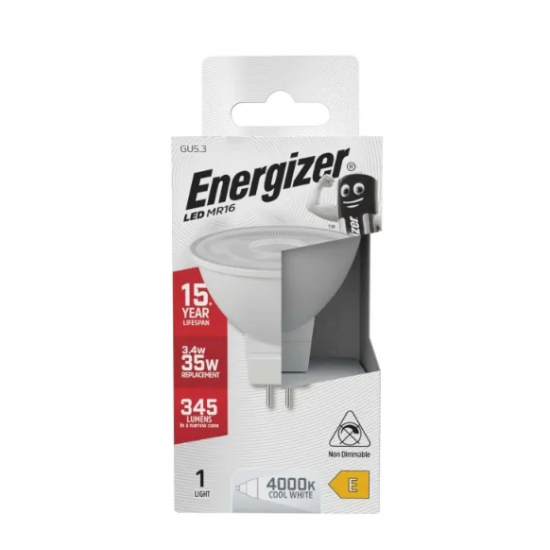 ENERGIZER MR16 GU5.3 3.4W 345LUM 4000K NON-DIM 36DEG
