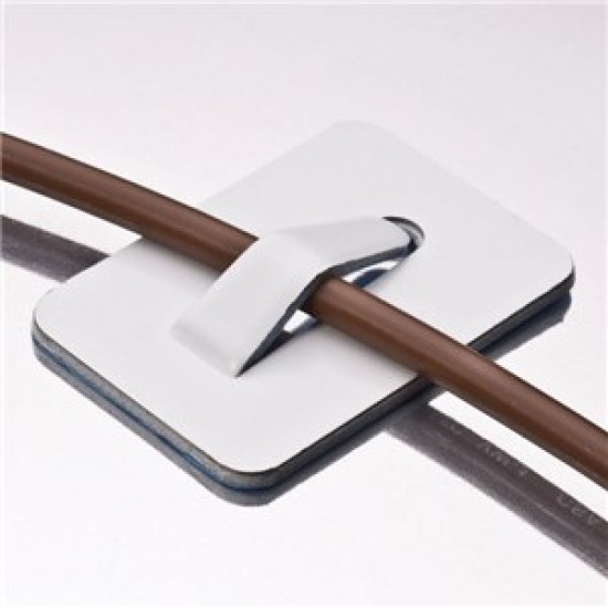WHITE SELF ADHESIVE FIXING CLIP 8MM (100 PACK)