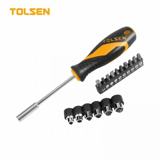TOLSEN 17 PIECE SOCKET & BIT SET 1/4 X 100MM - 1/4 X 25MM
