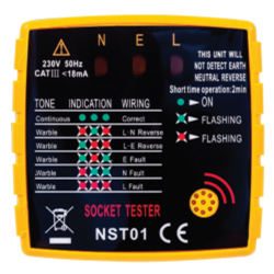 13A SOCKET TESTER WITH LED INDICATION OF WIRING STATUS