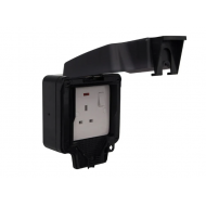 DETA IP66 13A 1 GANG SWITCH SOCKET WITH NEON - BLACK