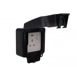 DETA IP66 13A 1 GANG SWITCH SOCKET WITH NEON - BLACK