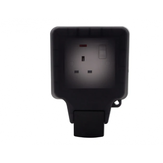 DETA IP66 13A 1 GANG SWITCH SOCKET WITH NEON - BLACK