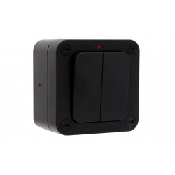 DETA IP66 20AX 2 GANG 2 WAY SWITCH WITH NEON - BLACK
