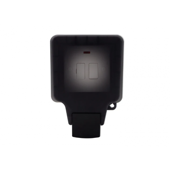 DETA IP66 13A SWITCHED SPUR WITH NEON - BLACK