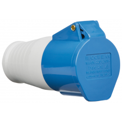 32A 2 PIN & EARTH TRAILING SOCKET 240 VOLT BLUE