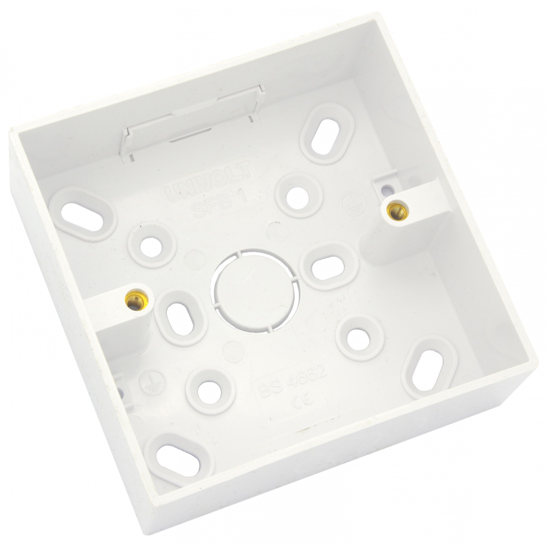 1 GANG SQUARE CORNER CONDUIT / TRUNKING PATTRESS 32MM WHITE