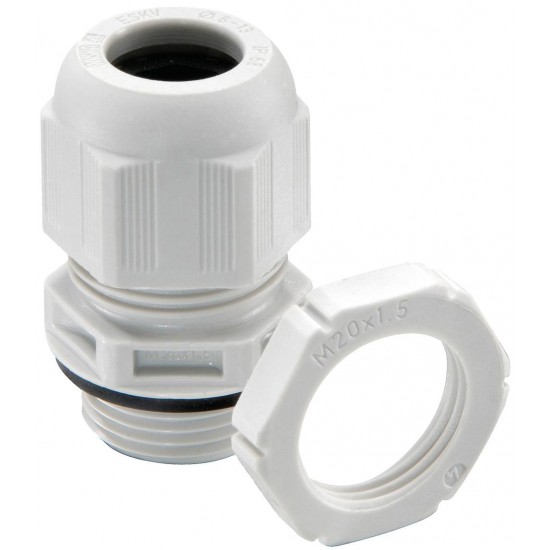 UNICRIMP 20MM WHITE NYLON TRS GLAND 8MM-12MM HOLE IP68 **PACK OF 10**